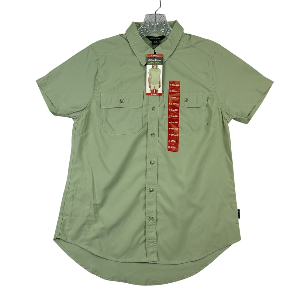 Eddie Bauer Shirt Womens XS Short Sleeve Adventure Utility Quiet Green Hiking
